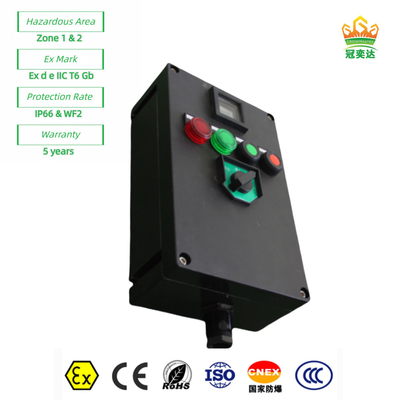 ضد شعله پنل ایستگاه کنترل جعبه Ex e کل پلاستیک ((GRP) قابل تنظیم IP66 220v 380V 10A