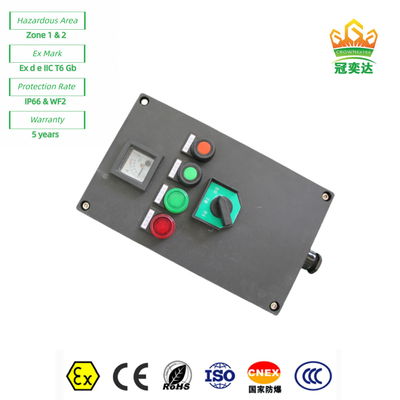 ضد شعله پنل ایستگاه کنترل جعبه Ex e کل پلاستیک ((GRP) قابل تنظیم IP66 220v 380V 10A