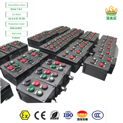 ضد شعله ضد شعله ایستگاه کنترل ATEX برای نور صنعتی پتروشیمی نصب عمودی آویزان 380Vac